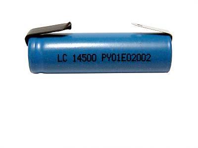 AA 3.7 Volt Lithium Ion 14500 Battery with Tabs (750 mAh)
