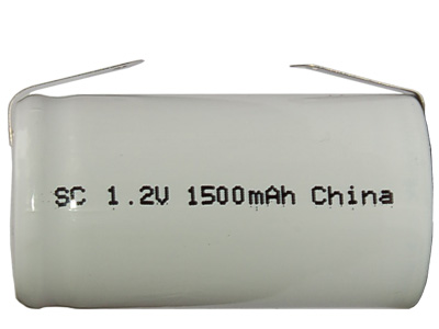 Sub C NiCd Battery with Tabs (1500 mAh)