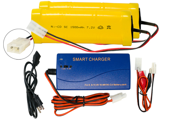 2 x 7.2 Volt NiCd Battery Packs (1500 mAh) + Universal Smart Charger