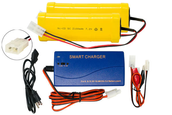 2 x 7.2 Volt NiCd Battery Packs (2100 mAh) + Universal Smart Charger