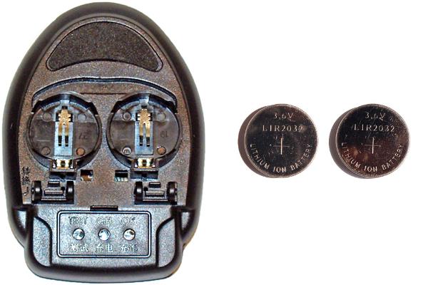 LIR2032 Charger + 2 x LIR2032 3.6 Volt Lithium Ion Button Batteries