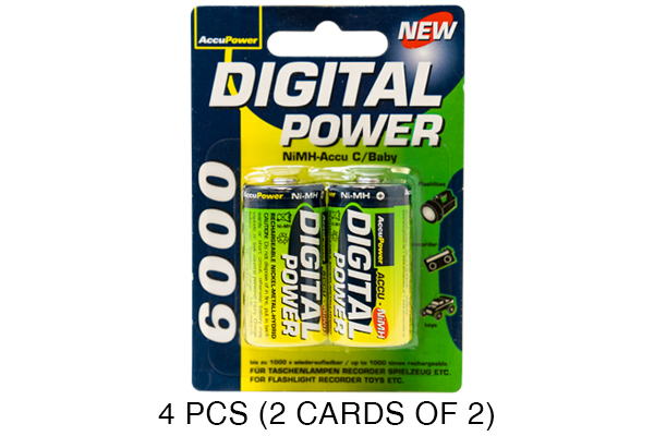 4 x C AccuPower NiMH Batteries (6000 mAh)