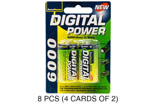 8 x C AccuPower NiMH Batteries (6000 mAh)