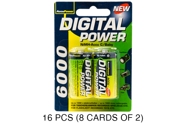16 x C AccuPower NiMH Batteries (6000 mAh)