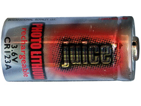 RCR123A 3 Volt Lithium Ion Battery (650 mAh)