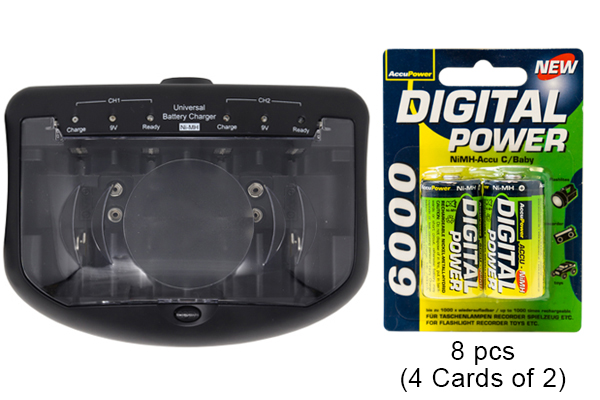 V2299 Smart Charger + 8 C AccuPower NiMH Batteries (6000 mAh)