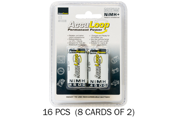16 x C NiMH AccuPower AccuLoop Batteries (4500 mAh)