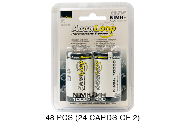 48 x D NiMH AccuPower AccuLoop Batteries (10000 mAh)