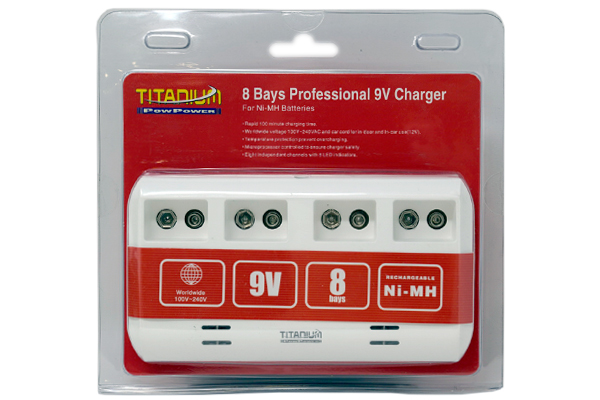 8 Bay 9 Volt Smart Battery Charger