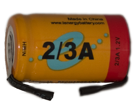25 x 2/3 A NiMH Batteries with Tabs (1400 mAh)