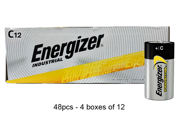 48 x C Energizer Industrial Alkaline Batteries (EN93)