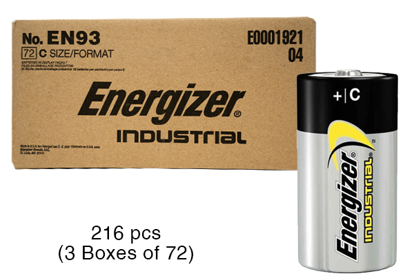 216 x C Energizer Industrial Alkaline Batteries (EN93)
