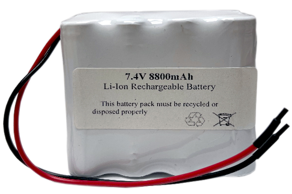 7.4 Volt Lithium Ion Battery Pack (8800 mAh) with Protection IC & Leads