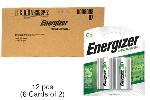12 x C Energizer Rechargeable NiMH Batteries (2500 mAh) (6 Cards of 2)