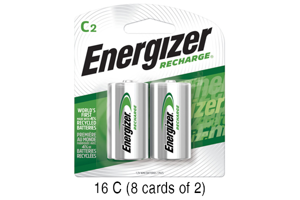 16 x C Energizer Rechargeable NiMH Batteries (2500 mAh) (8 Cards of 2)