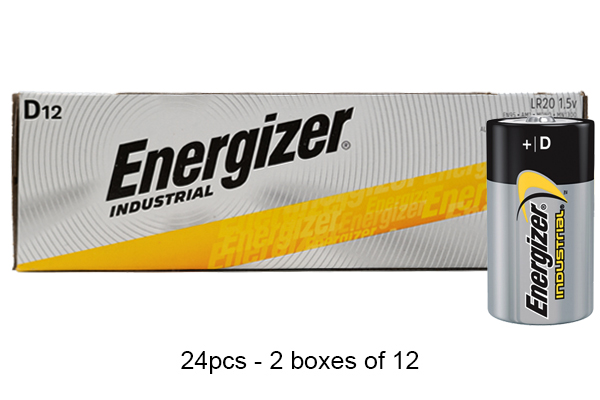 24 x D Energizer Industrial Alkaline Batteries (EN95)