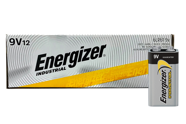 12 x 9 Volt Energizer Industrial Alkaline Batteries (EN22)