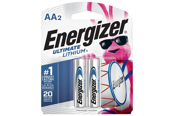 2 x AA Energizer Ultimate Lithium 1.5 Volt Batteries (L91) (Carded)