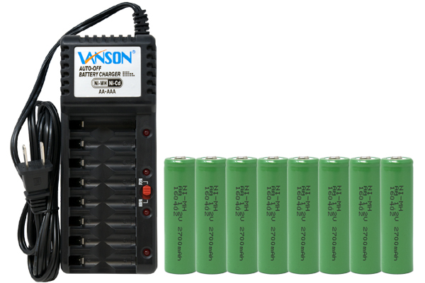 V-868 8 Bay AA & AAA Charger + 8 AA (2700 mAh) NiMH Batteries