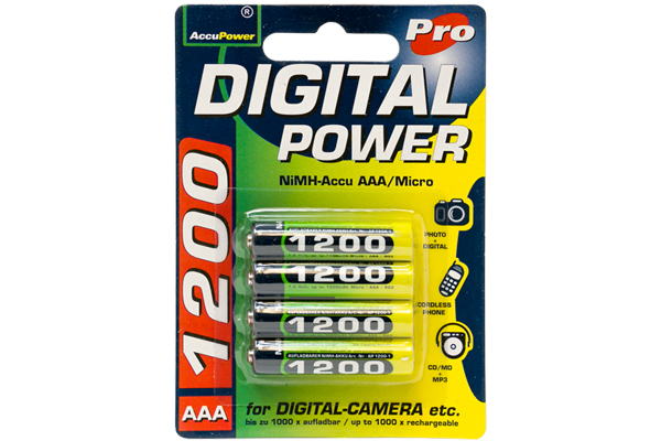 4 x AAA NiMH AccuPower Micro Batteries (1200 mAh)