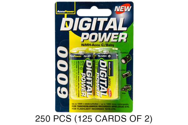 250 X C AccuPower NiMH Batteries (6000 mAh)