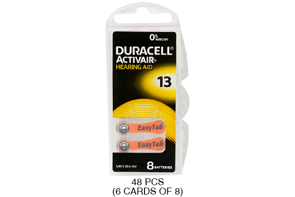 48 x Size 13 Duracell Activair Hearing Aid Batteries (DA13)
