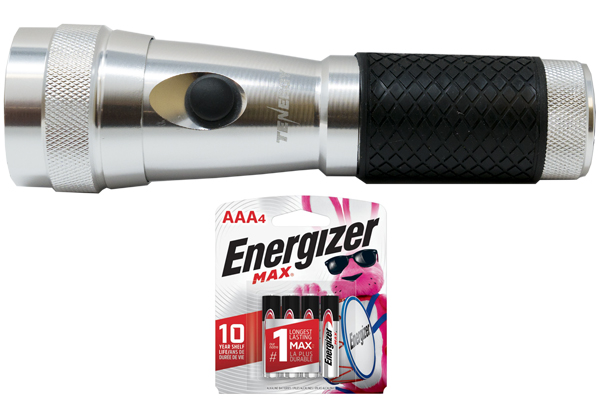CREE XR-E (4W) LED Aluminum Flashlight + 4 x AAA Energizer Max Batteries