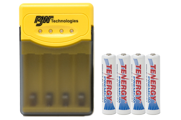 Quest Q2 Smart Charger + 4 AAA NiMH Tenergy Batteries (1000 mAh)