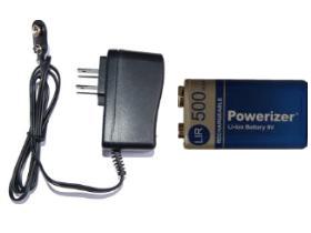 9 Volt Li-Ion / Li-Po Charger + 9 Volt Powerizer Lithium Ion Battery (500 mAh)