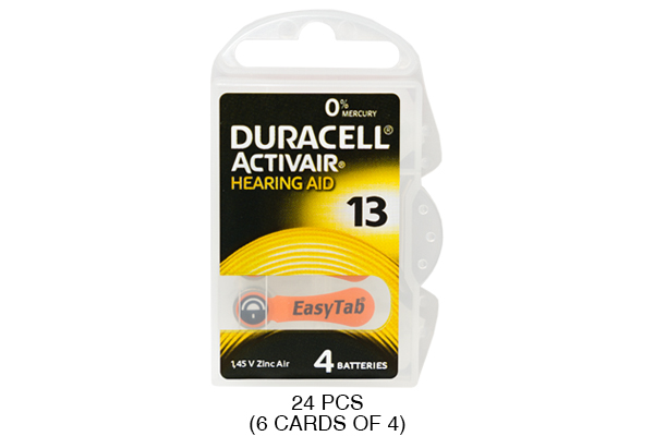 24 x Size 13 Duracell Activair Hearing Aid Batteries (DA13)