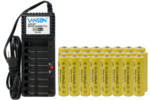 V-868 8 Bay AA & AAA Charger + 24 AA (800 mAh) NiCd Batteries
