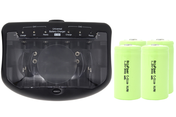 V2299 Universal Smart Charger + 4 C AccuPower NiMH Batteries (3000 mAh)