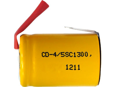 4/5 Sub C NiCd Battery with Tabs (1300 mAh)