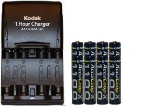 Kodak Smart Charger + 8 AAA AccuLoop-X NiMH Batteries (1100 mAh)