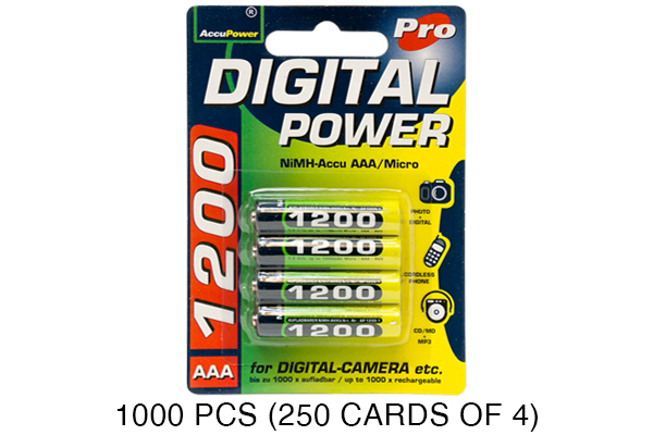 1000 x AAA NiMH AccuPower Micro Batteries (1200 mAh)