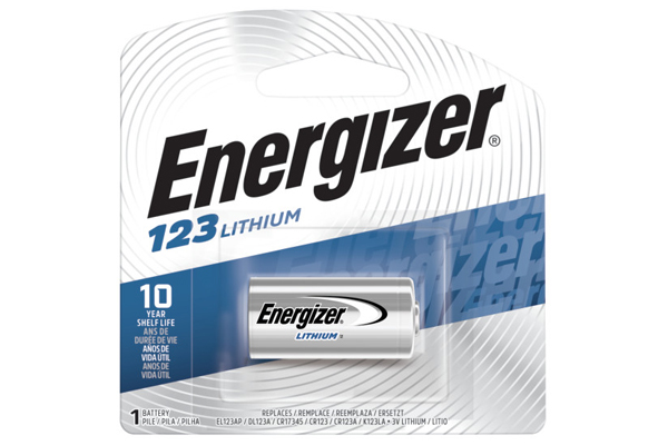 CR123A Energizer (EL123A) 3 Volt Lithium Battery (On a Card)