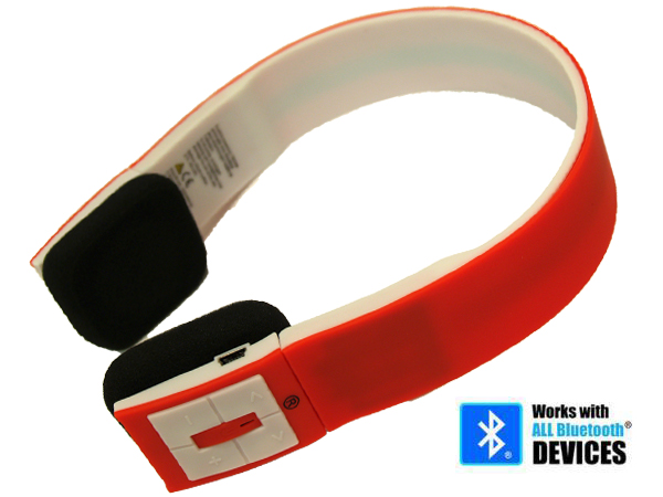 Eclipse Pro BTH-3000 Wireless Bluetooth Headphones with Microphone (Red)