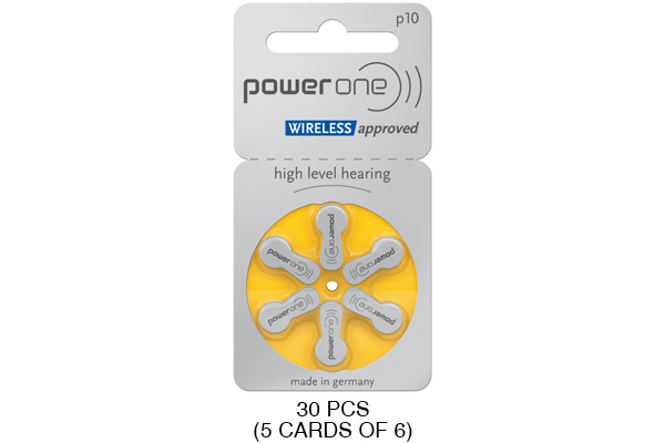 30 x Size p10 PowerOne Hearing Aid Batteries