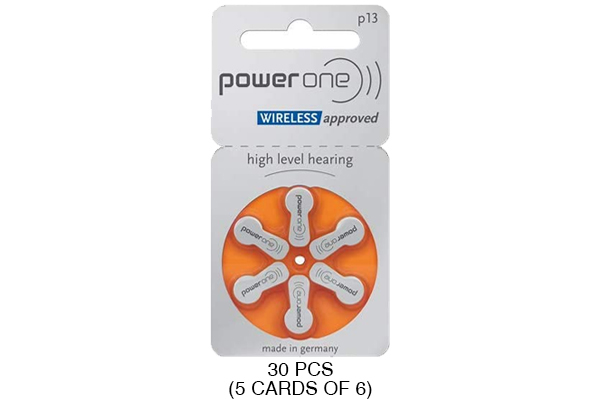 30 x Size p13 PowerOne Hearing Aid Batteries