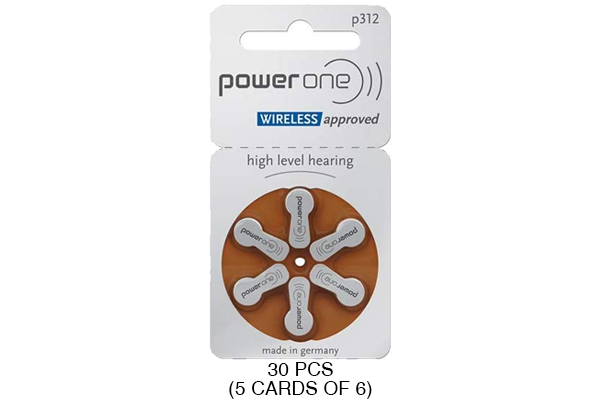 30 x Size p312 PowerOne Hearing Aid Batteries