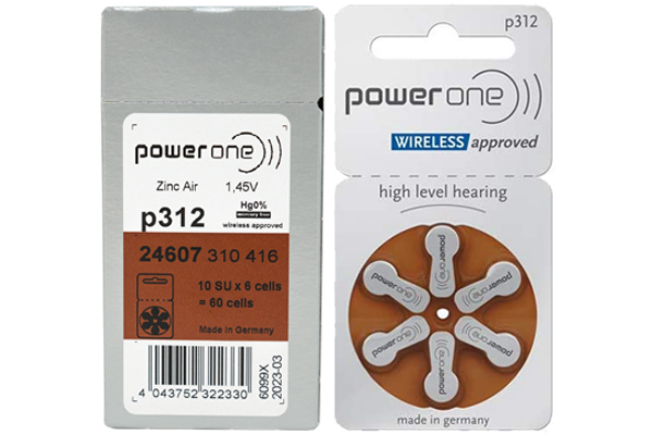 60 x Size p312 PowerOne Hearing Aid Batteries
