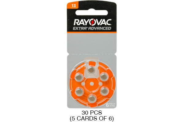 30 x Size 13 Rayovac Hearing Aid Batteries