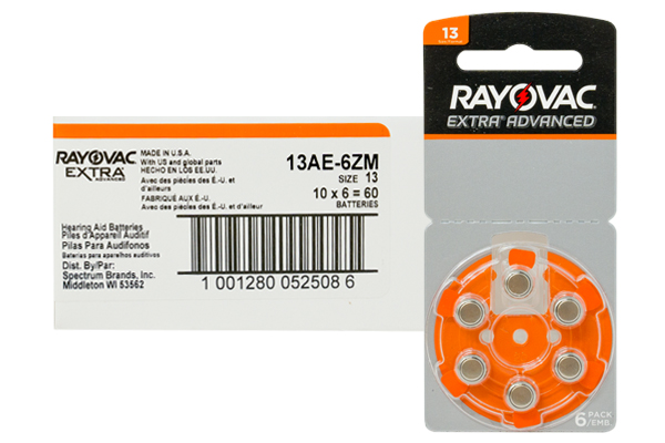 60 x Size 13 Rayovac Hearing Aid Batteries