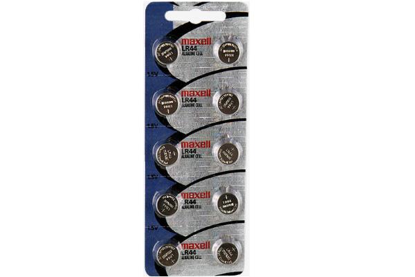 10 x LR44 Maxell Alkaline Button Batteries