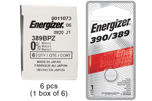 6 x 389 / SR1130SW Energizer Silver Oxide Button Batteries (On a Card)
