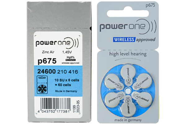 60 x Size p675 PowerOne Hearing Aid Batteries