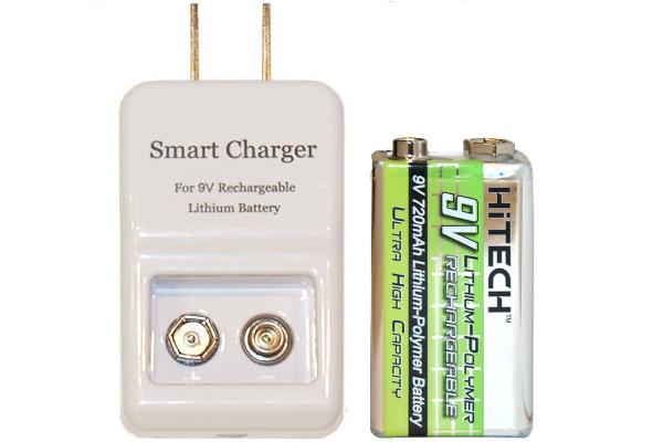 9 Volt Li-Ion / Li-Po Smart Charger + HiTech 9 Volt Lithium Polymer Battery (720 mAh)
