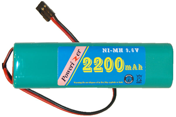 9.6 Volt Square NiMH Battery Pack (2200 mAh) with HiTech Connector