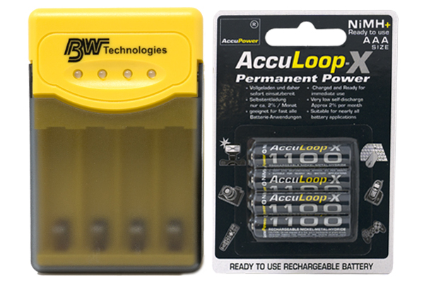 Quest Q2 Smart Charger + 4 AAA AccuPower AccuLoop-X NiMH Batteries (1100 mAh)