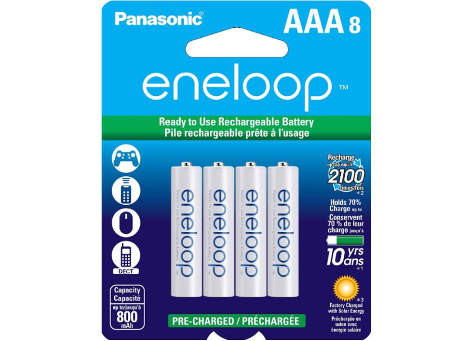 8 x AAA NiMH Panasonic Eneloop Battery (800 mAh) - Replacement for HR55AAA / HR65AAA / HR75AAA
